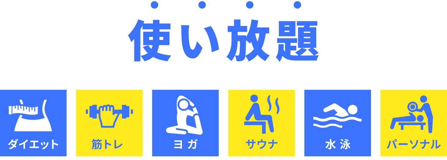 使い放題!ダイエット、筋トレ、ヨガ、サウナ、水泳、パーソナル