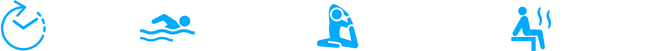 何時間でも利用可能/プールもマシンも使い放題/スタジオプログラムに参加し放題/サウナやスパも利用し放題