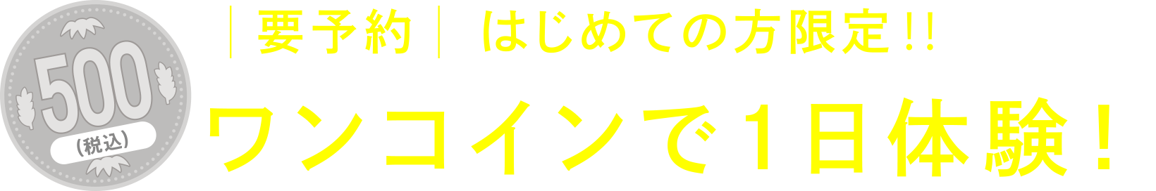 【要予約】はじめての方限定‼︎ ワンコインで1日体験！