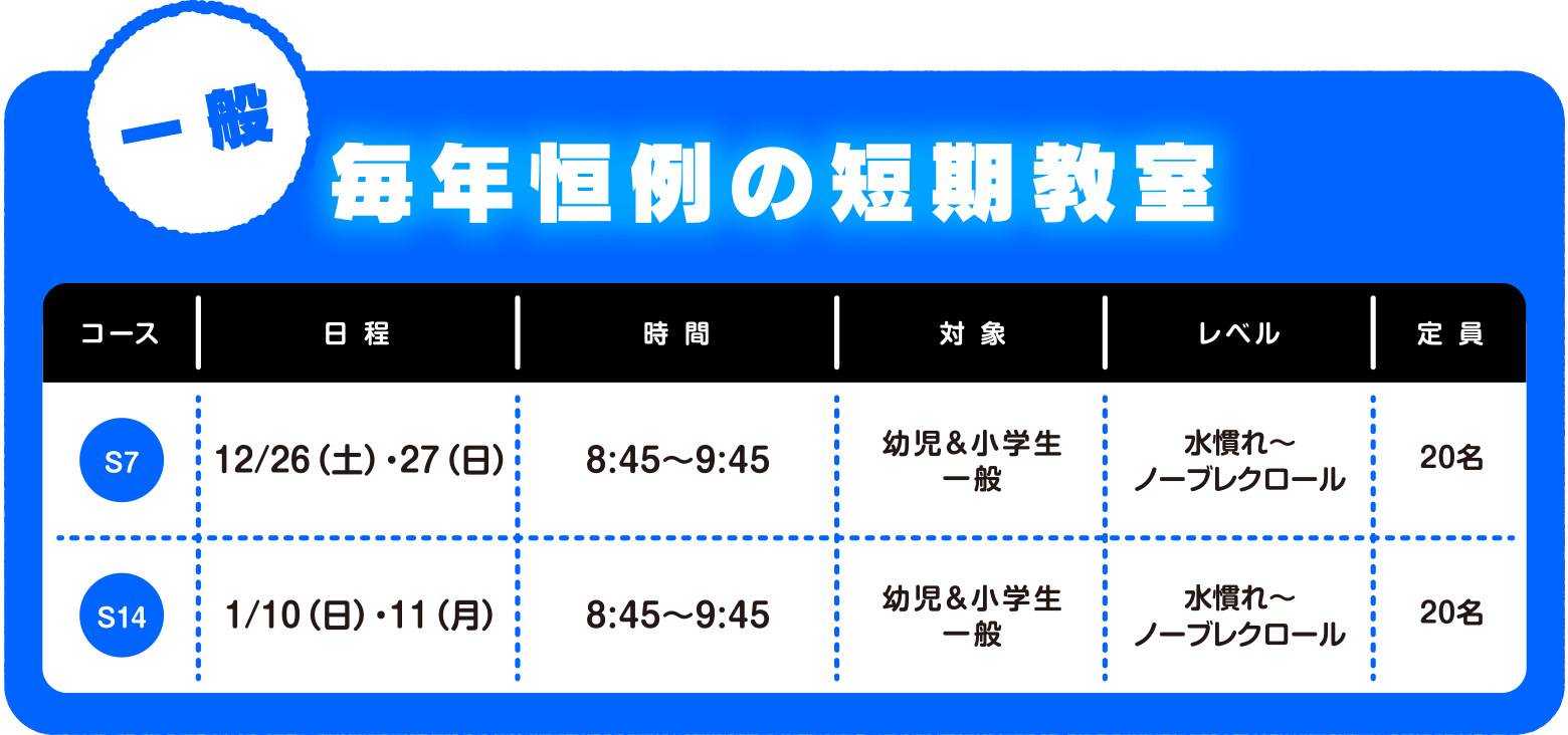 ＜一般＞毎年恒例の短期教室