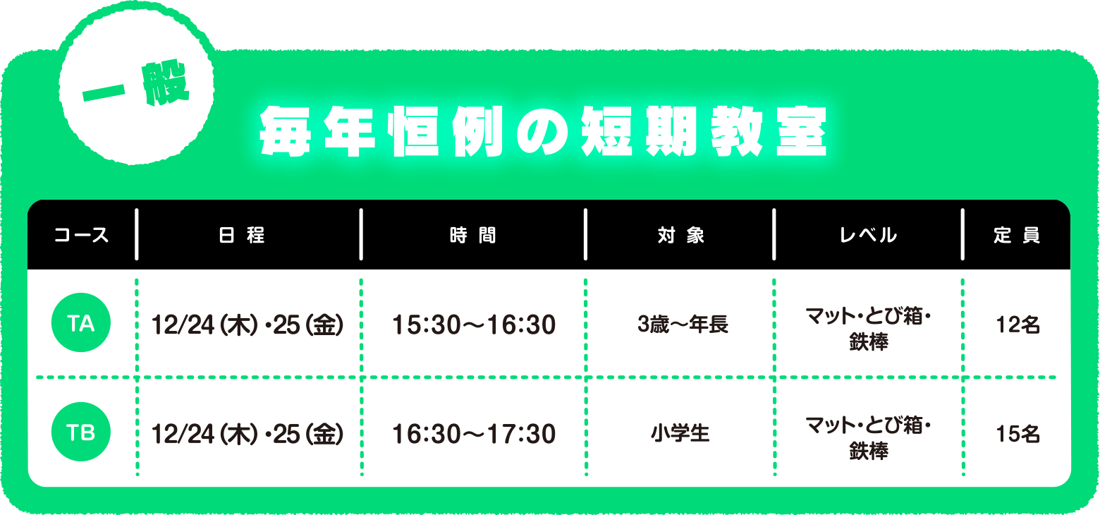 ＜一般＞毎年恒例の短期教室