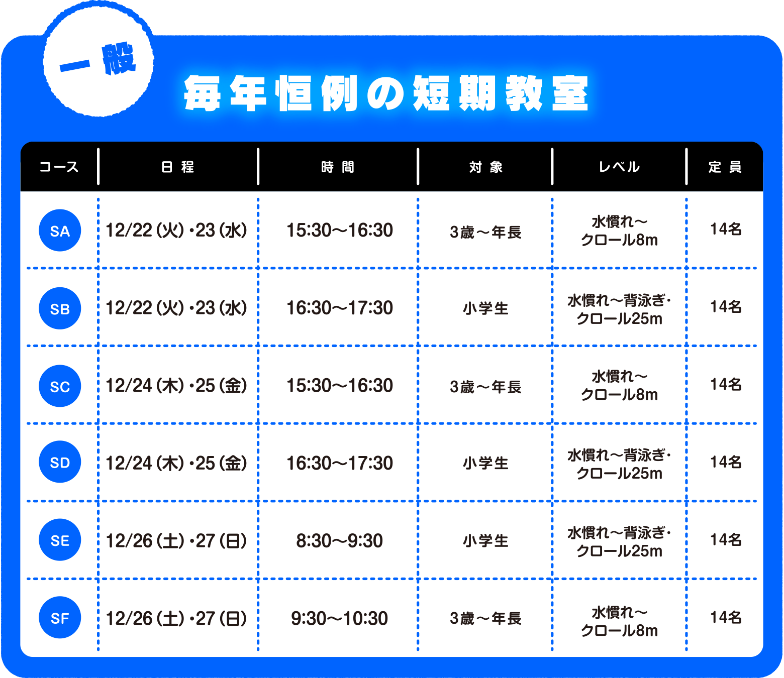 ＜一般＞毎年恒例の短期教室
